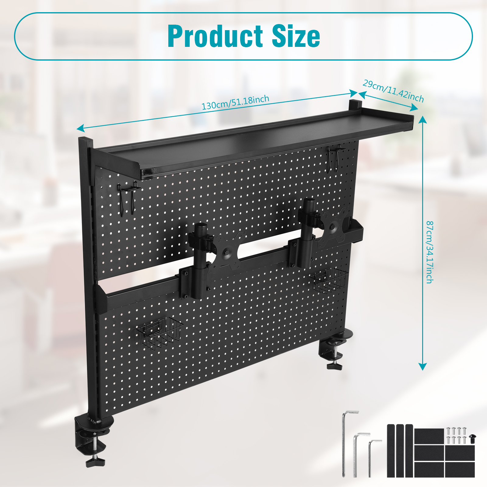 Gaming Office Accessories - Metal Pegboard with Monitor Stands Computer