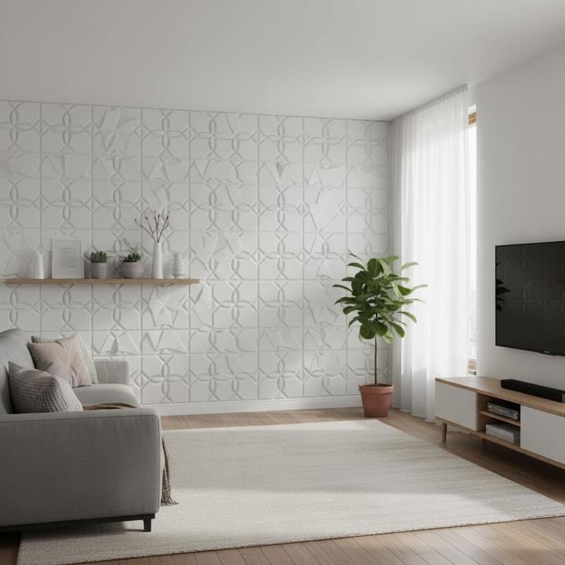 Gaming Accessories For Bedroom - Mattet White Three-Dimensional Wall Siding 11.81x11.81
