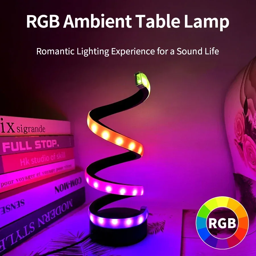 Gaming Accessories For Bedroom - Creative LED Desk Lamp Modern Spiral