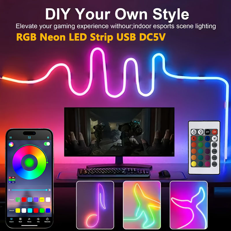 Gaming Accessories For Bedroom - Bluetooth RGB Neon LED Strip Lights