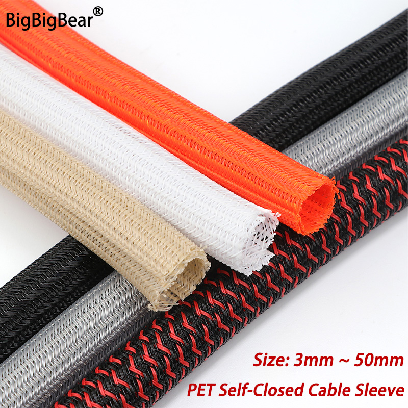 Cable Sleeve Braided - 3/5/10m PET Cable Sleeve Self-Closed 3mm-50mm