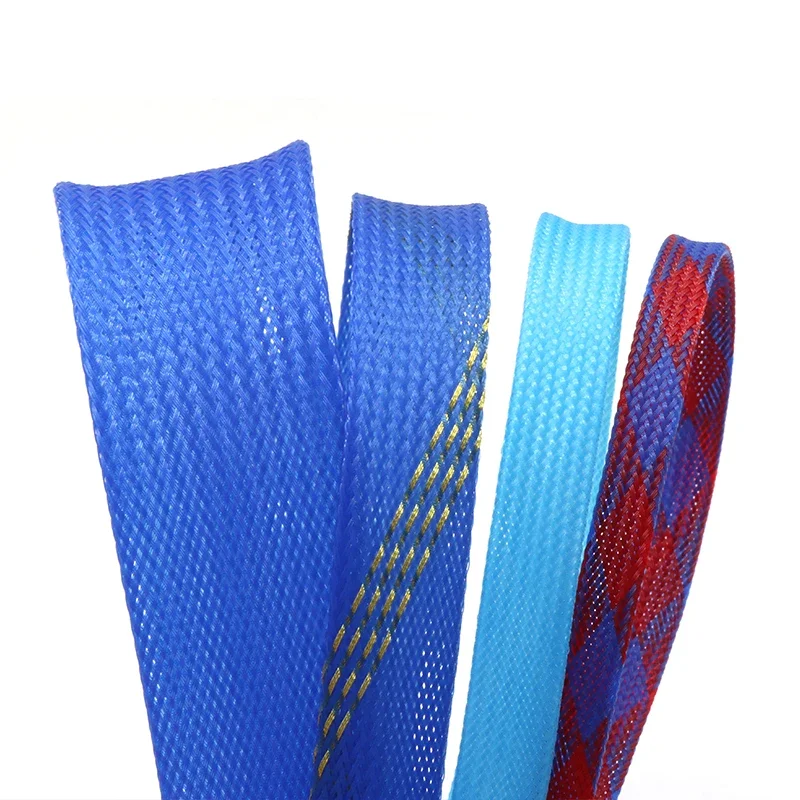 1/5/10M Blue-Gold-Red PET Brai - Cable Sleeve Braided 리뷰 및 가격