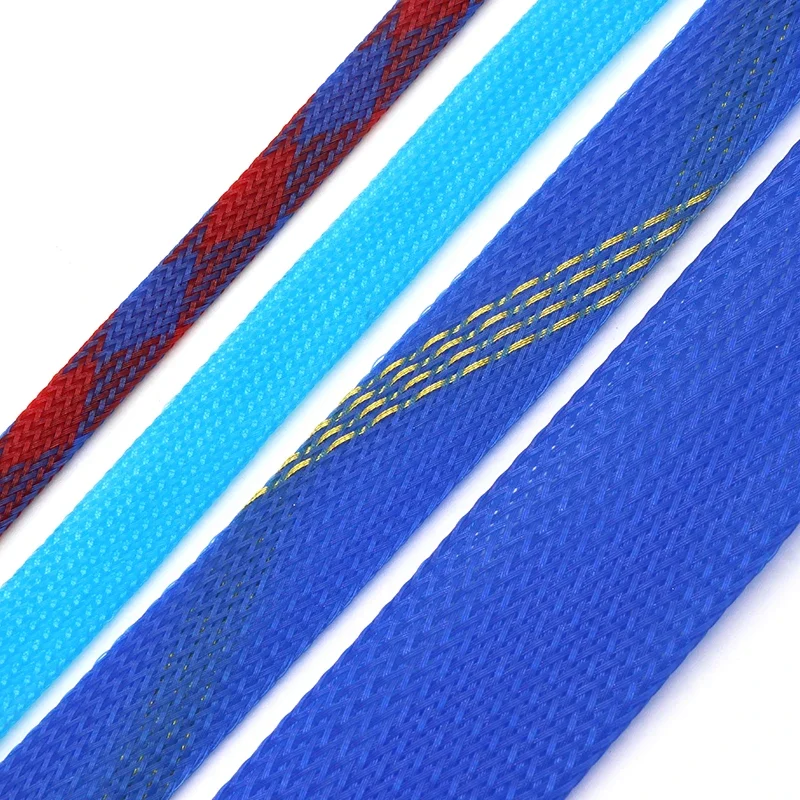 1/5/10M Blue-Gold-Red PET Brai - Cable Sleeve Braided 리뷰 및 가격