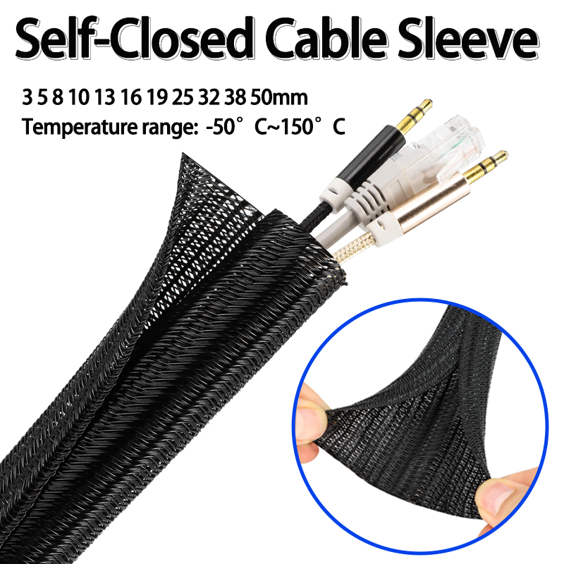 3/5/10m Black PET Braided Cabl - Cable Sleeve Braided 리뷰 및 가격