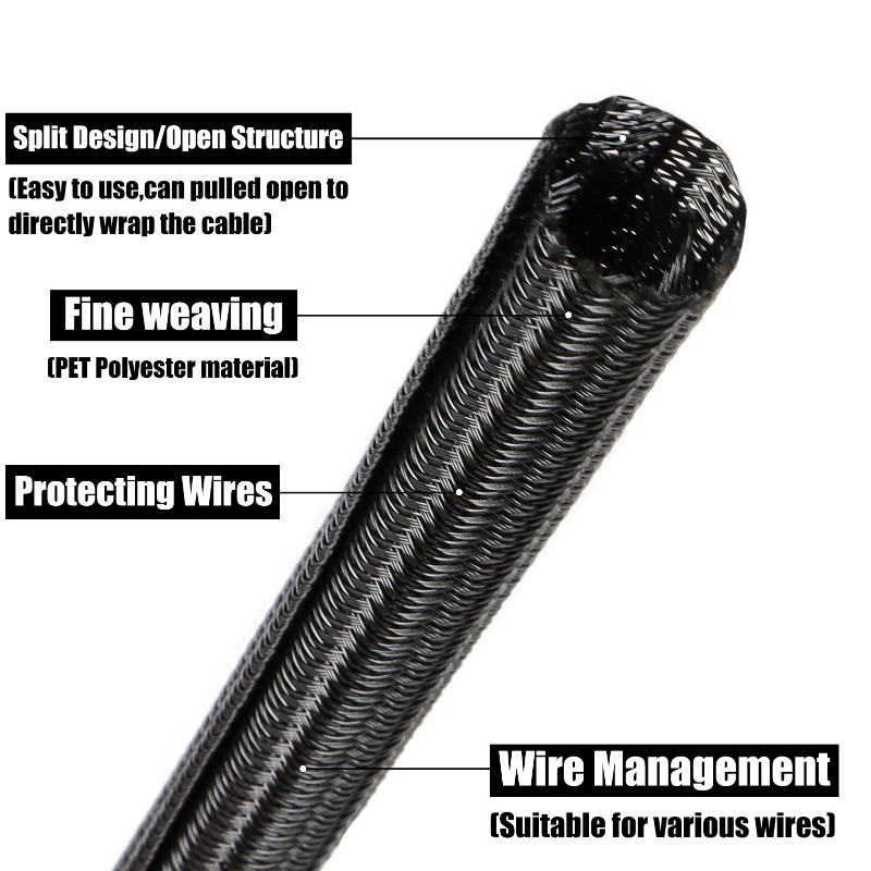 2/10m Black PET Braided Self-C - Cable Sleeve Braided 리뷰 및 가격