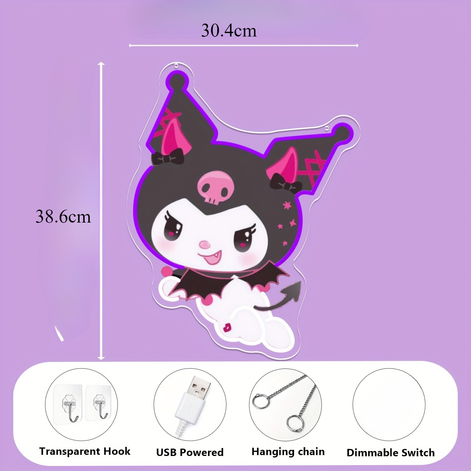 Kuromi LED Neon Sign Purple Gl - Gaming Accessories For Bedroom 리뷰 및 가격