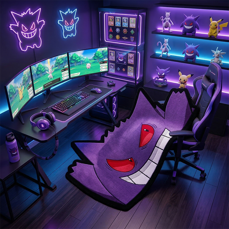 Pokemon Gengar Rug Cute Purple - Gaming Accessories For Bedroom 리뷰 및 가격