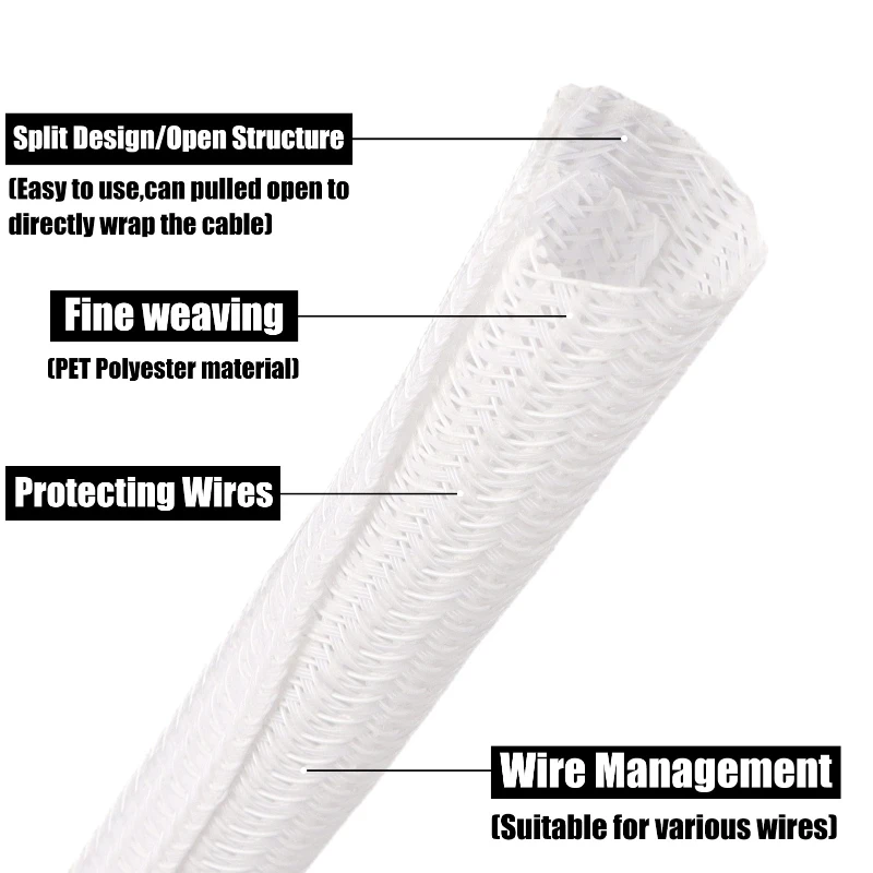 White PET Braided Expandable C - Cable Sleeve Braided 리뷰 및 가격